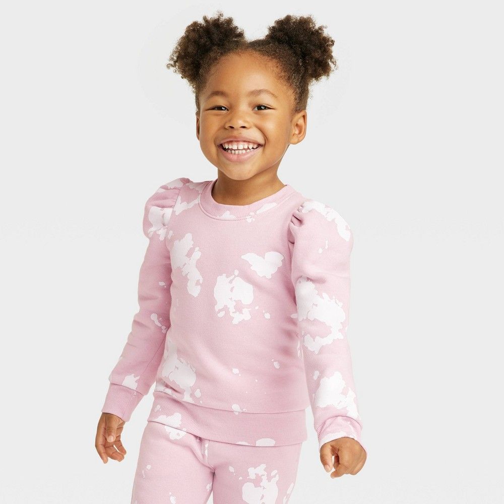 Grayson Mini Toddler Girls' Tie-Dye Puff Sleeve Sweatshirt - Pink 5T | Target