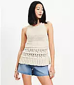 Textured Pointelle Swingy Sweater Tank Top | LOFT