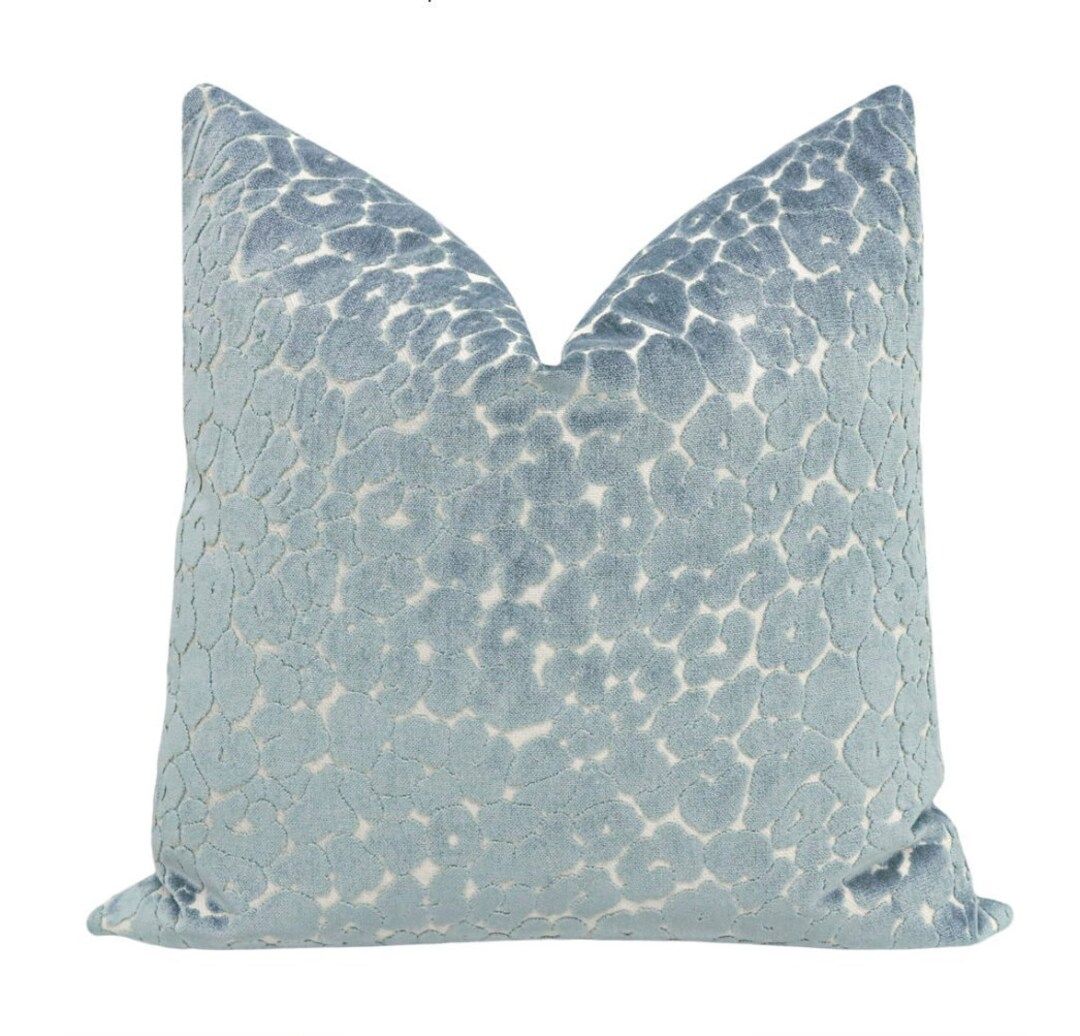 Leopard Cut Velvet // Cerulean Blue Pillow COVER ONLY  Cut - Etsy | Etsy (US)