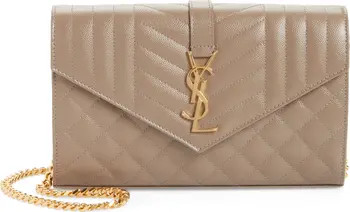 Envelope Quilted Pebbled Leather Wallet on a Chain | Nordstrom