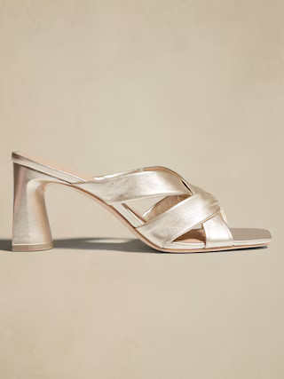 Interlocked Block Heel Leather Sandal | Banana Republic Factory