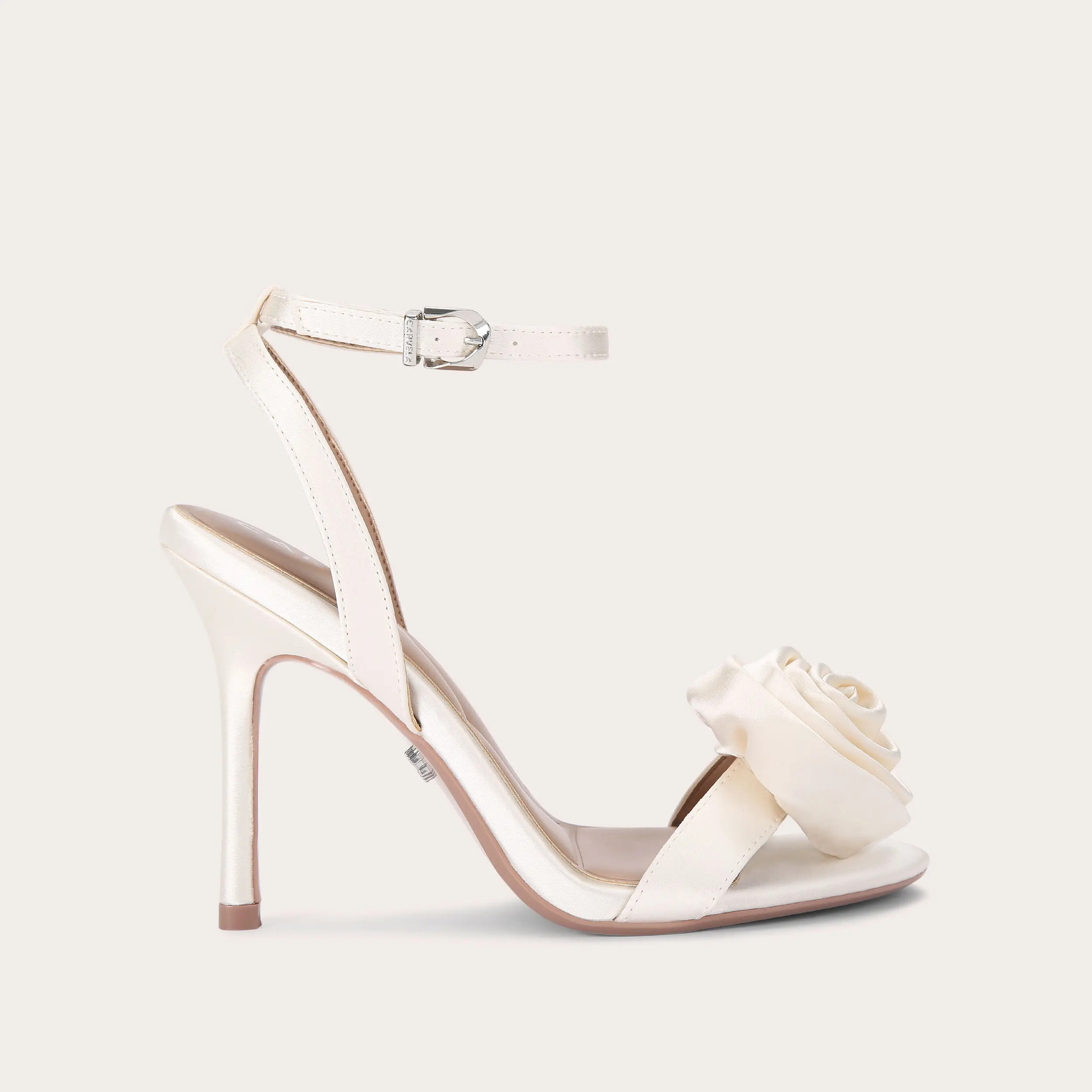 CORSAGE SANDAL 100 White Satin Heels by CARVELA | Carvela