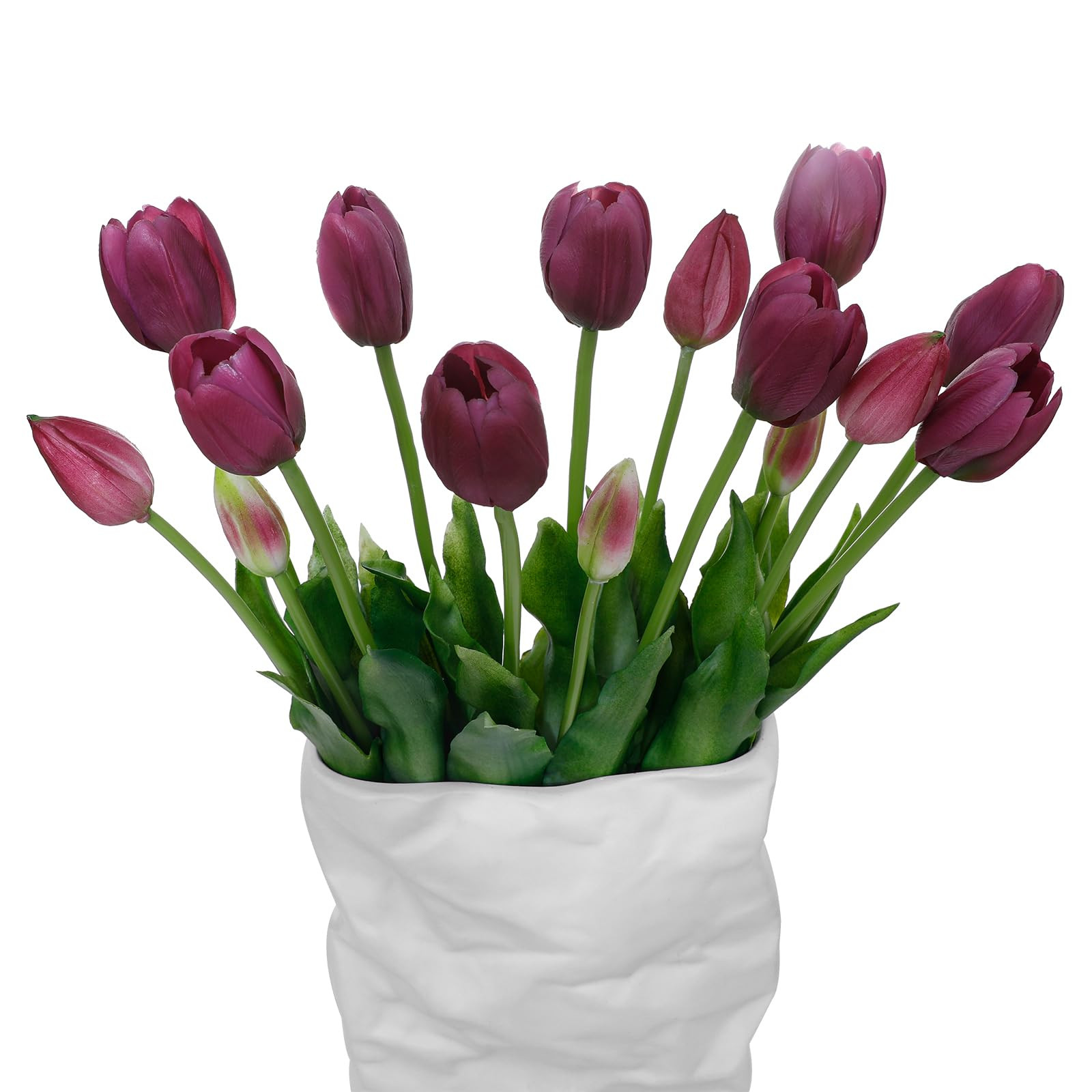 15 Pcs Deep Purple Artificial Flowers Tulips Latex Plastic Soft Faux Bouquets for Party, Wedding,... | Amazon (US)