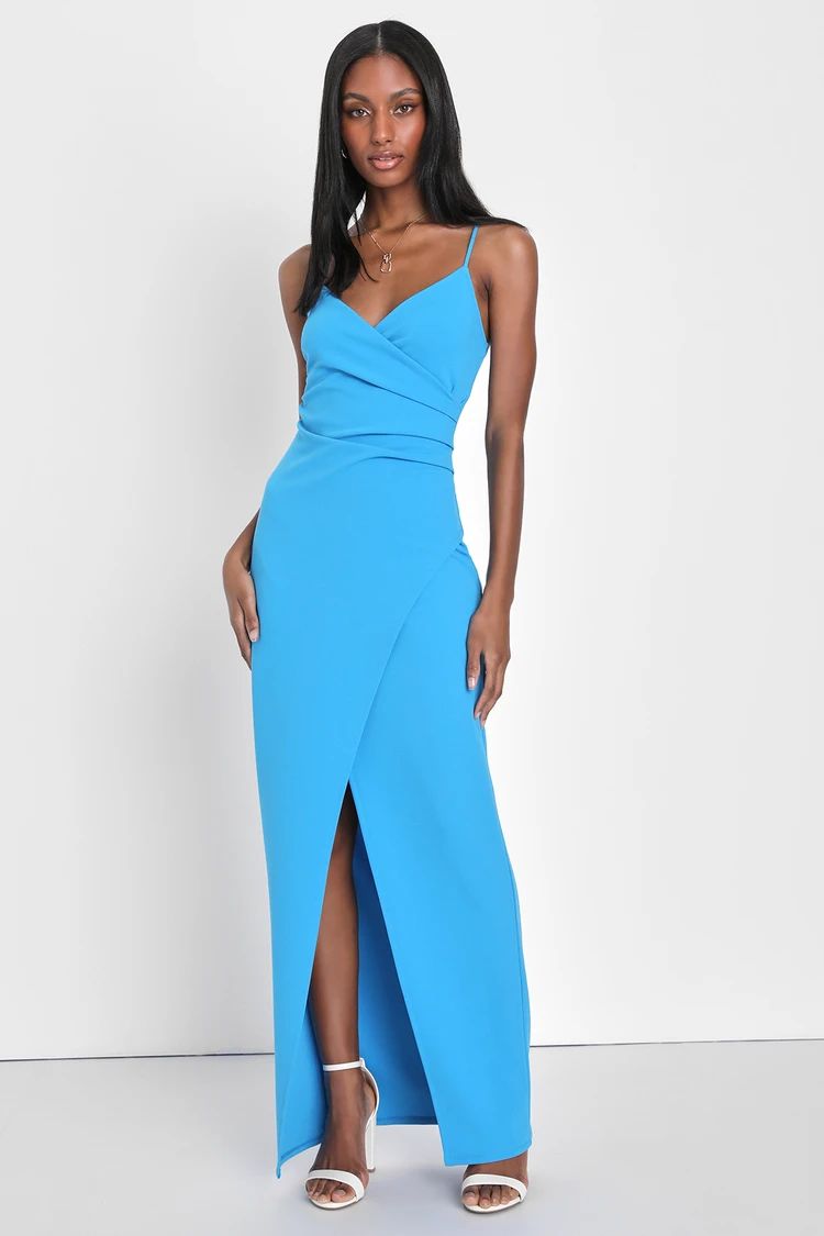 Sweetest Admirer Blue Ruched Surplice Maxi Dress | Lulus (US)