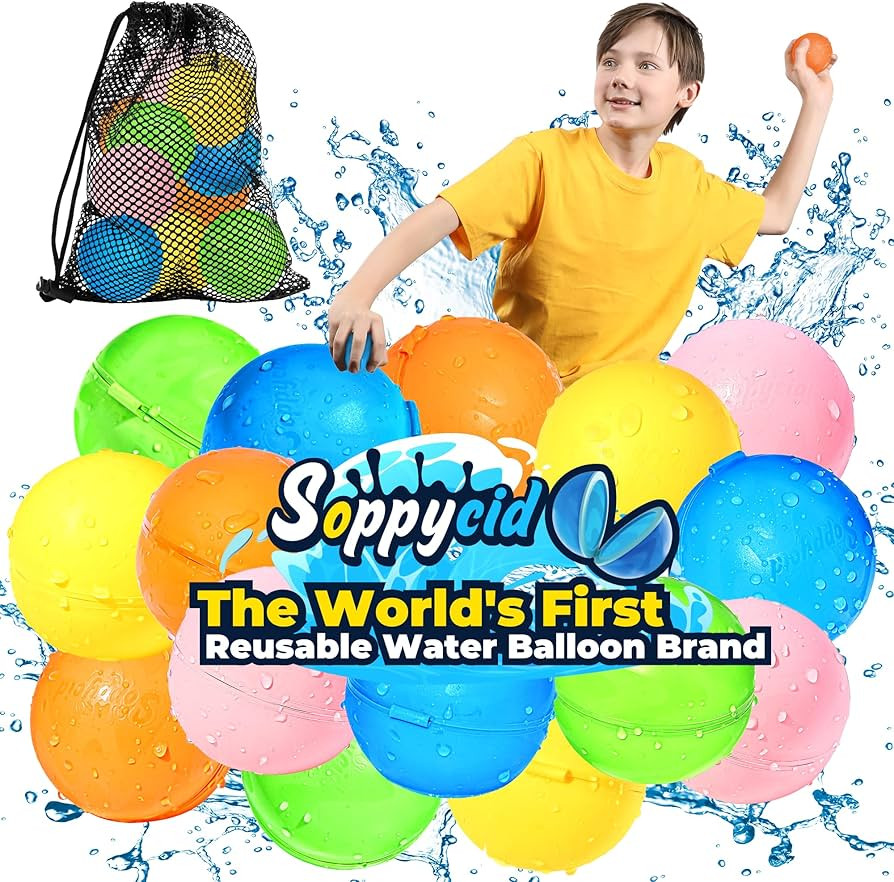 SOPPYCID 15PCS Reusable Water Balloons Quick Fill for Kids, Refillable Magnetic Water Balloons fo... | Amazon (US)