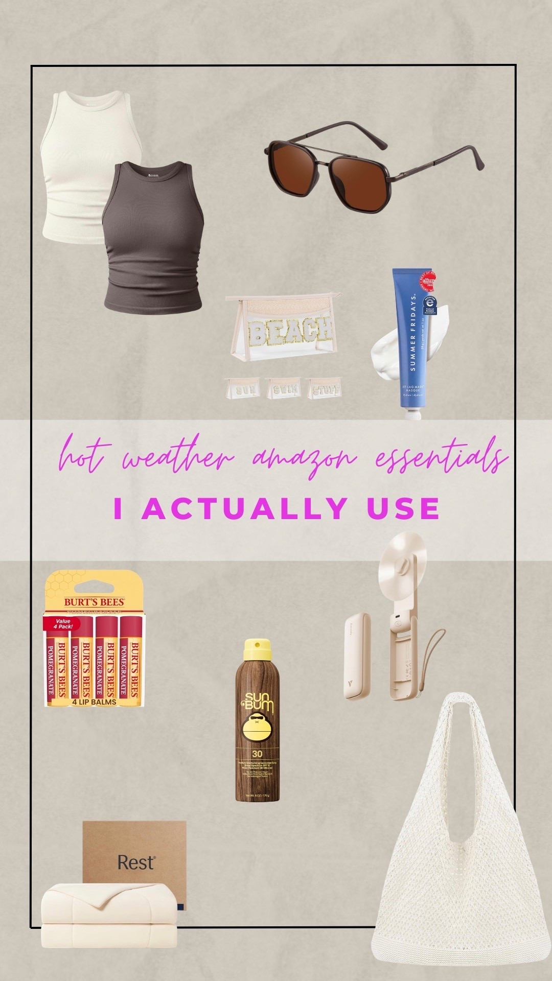 hot weather Amazon essentials I actually reach for every single time it’s 80°+ ☀️🧊 from staying cool on the go to keeping life a little more comfortable when it feels like the sun is personally attacking me 😅 everything here earns its spot in my daily routine 🤍

#amazonfinds #ltkfinds #hotweatheressentials #summeressentials #amazonmusthaves #summerfinds #everydayessentials #lifestylefinds #creatorfavorites #summermusthaves #amazonhome #viralfinds #ltkhome #warmweathersurvival #reallifeessentials
