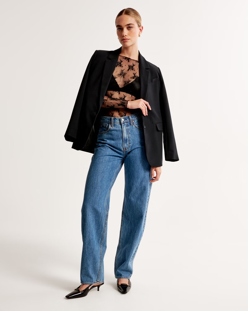 Long-Sleeve Lace Slash Top | Abercrombie & Fitch (US)