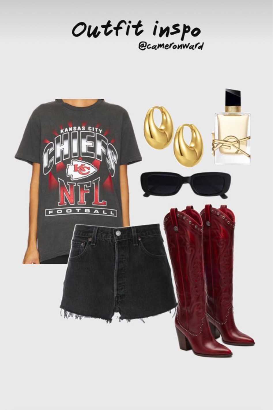 Steve Madden boots, red boots, black jean shorts, kc chiefs shirt, game day outfit 

#LTKStyleTip #LTKFindsUnder50 #LTKFallSale