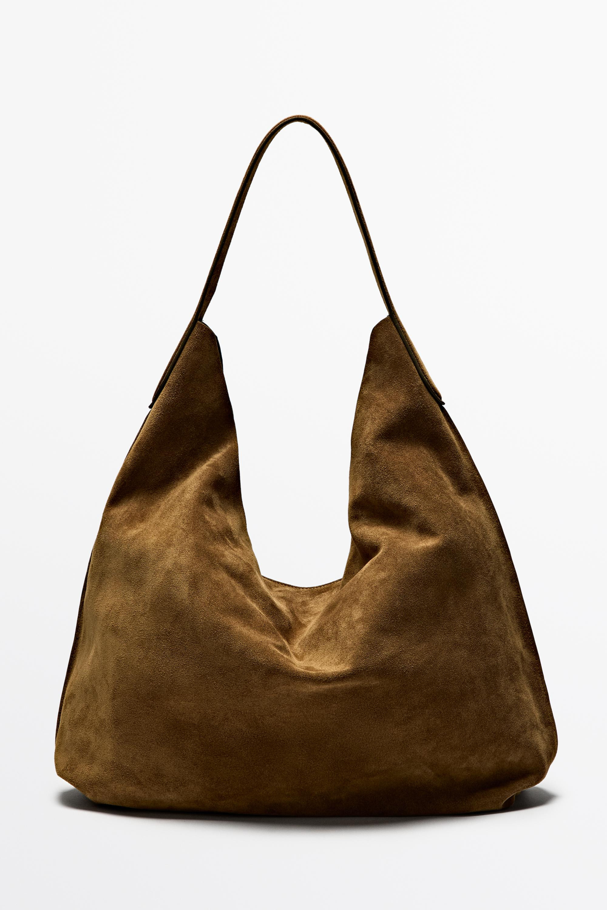 Maxi split suede leather shoulder bag | Massimo Dutti US
