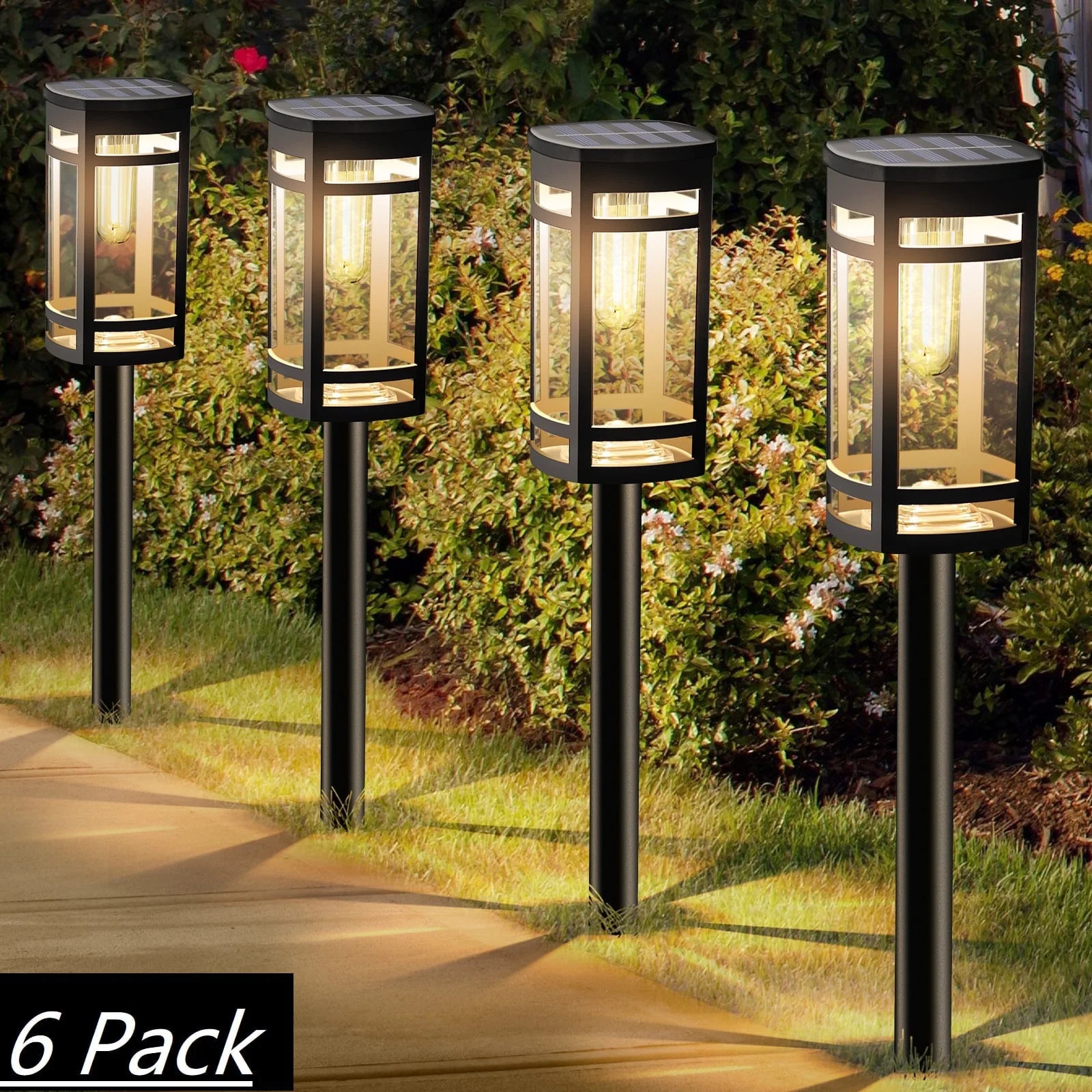 6 Pack Solar Lights Outdoor Waterproof for Garden Pathway Walkway Yard Lawn Decorative Landscape ... | Walmart (US)