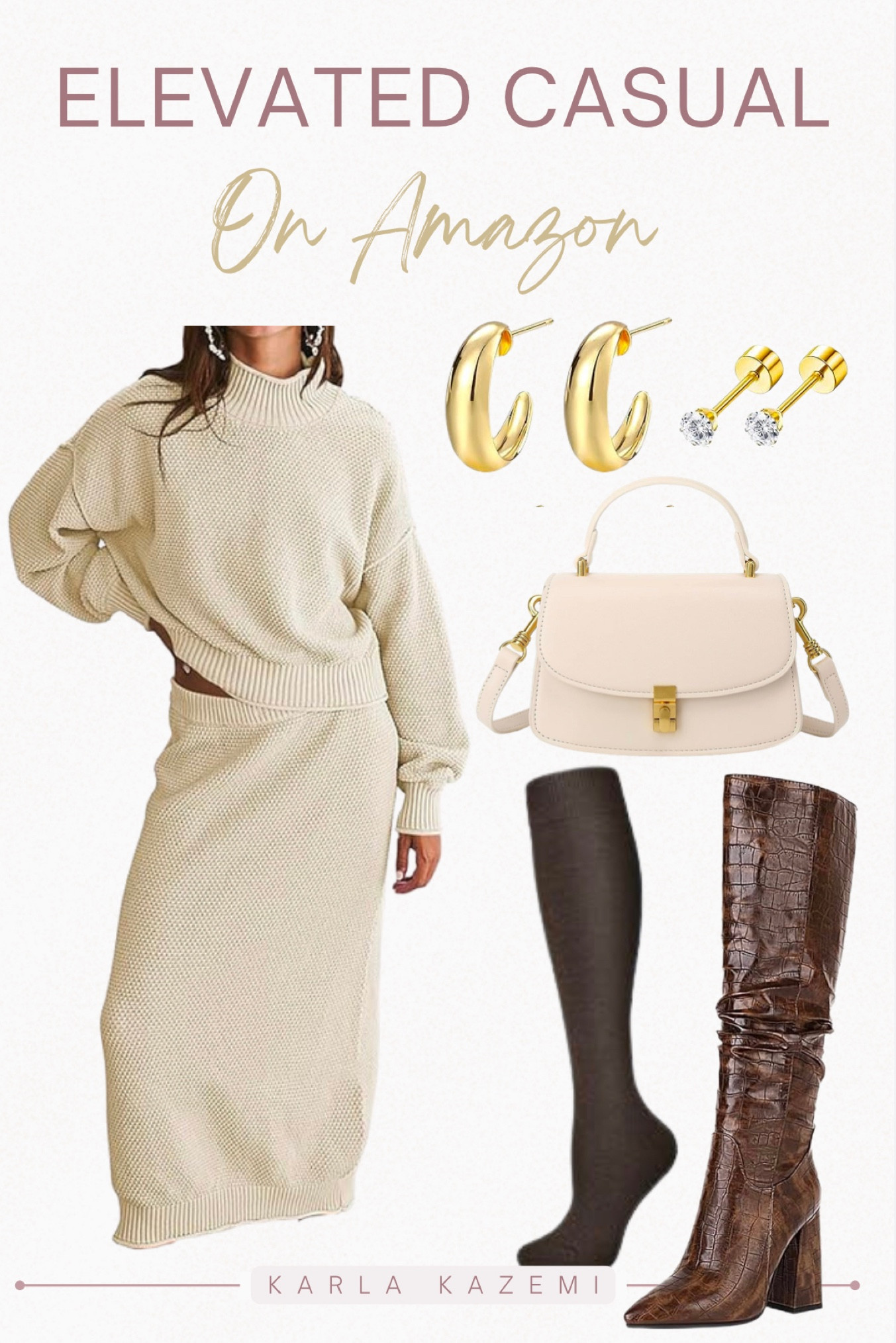 Elevated casual outfit inspo!

A cute winter outfit that is so comfy and chic! This Free People inspired set looks amazing!! 

This set helps build up your wardrobe beautiful! Mix and match it with other clothing items and pair it with things you probably already have in your closet! 

Here I paired it with a structure crossbody purse, knee high brown boots, with some comfy knee high socks! And accessorized with classic gold hoop earrings and gold diamond studs❤️

✨This set is actually on sale today!✨




Winter outfit, Amazon fashion, affordable fashion, mom outfit, how to style knee high boots, how to style lounge wear, classic casual comfy outfit, elevated basics, elevated casual outfit, airport outfit, travel outfit, WFH outfit, midsize approved, Karla Kazemi.

#LTKstyletip #LTKfindsunder100 #LTKmidsize