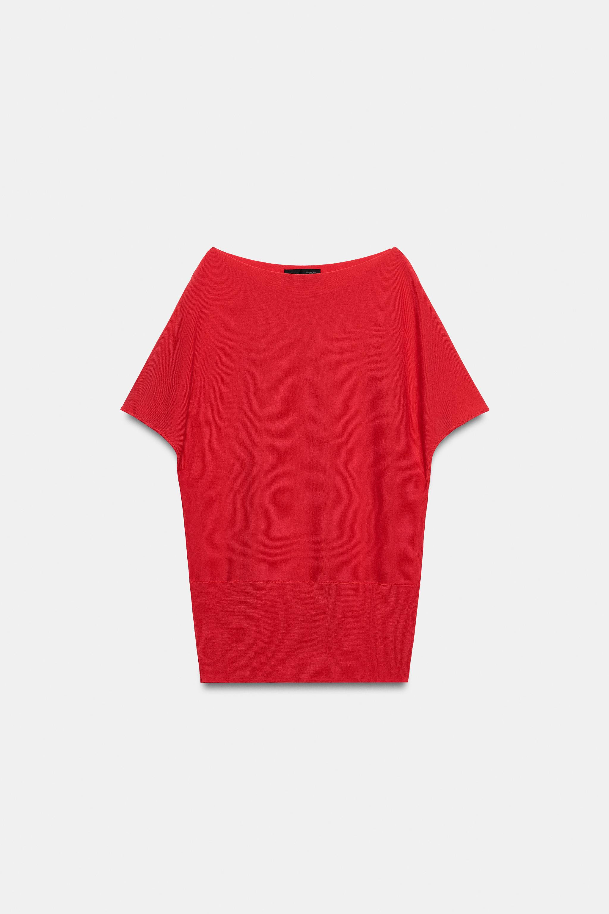 PLAIN KNIT BOAT NECK TOP | Zara UK