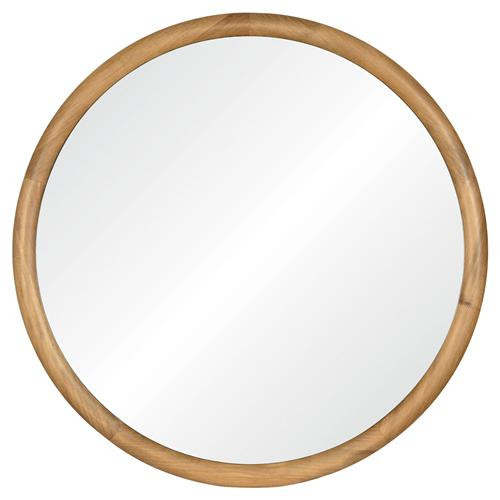 Diego Coastal Beach Natural Pine Wood Round Wall Mounted Accent Mirror | Kathy Kuo Home