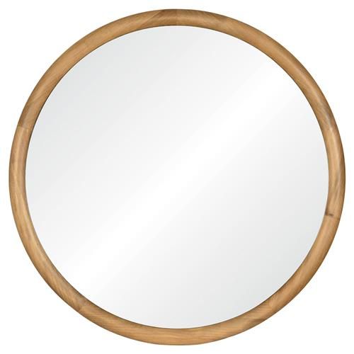 Diego Coastal Beach Natural Pine Wood Round Wall Mounted Accent Mirror | Kathy Kuo Home