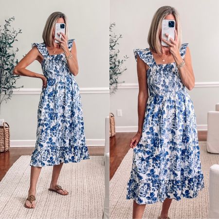 ⭐️ PRIME DAY AMAZON DRESS 
This smocked midi dress from Amazon is so gorgeous and great quality! It is lined and has pockets! I am 5’6 and wearing a small. 

#LTKunder50 #LTKxPrimeDay #LTKsalealert