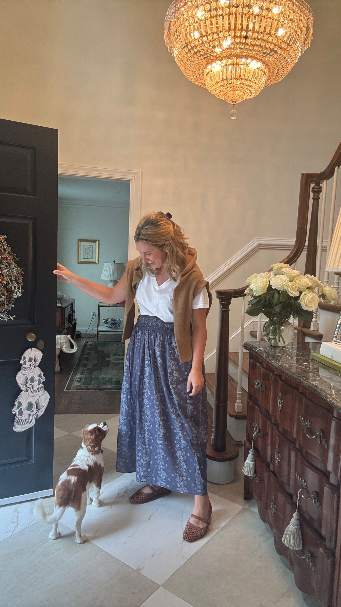 The perfect weather, the perfect season.  My new go-to skirt, shoes, and t-shirt make comfort look chic.  This brown sweater is the perfect layering piece - and I’d call it a cashmere dupe! Wearing a large in it all. True to size  

#LTKShoeCrush #LTKMidsize #LTKFindsUnder50