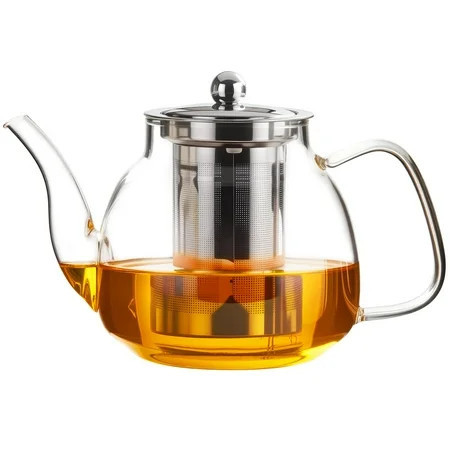 PARACITY Glass Teapot Stovetop 34 OZ, Borosilicate Clear Tea Kettle with Removable 18/8 Stainless Steel Infuser, Teapot Blooming and Loose Leaf Tea Maker Tea Brewer for Camping, Travel | Walmart (US)