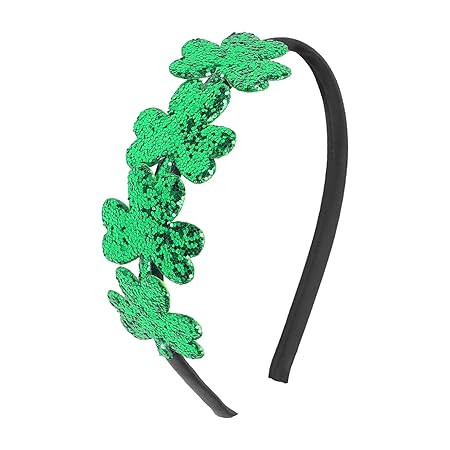 Doneace St Patrick's Day Headband Green Shamrock Headbands Glitter Sequin Clover Hairbands for Wo... | Amazon (US)
