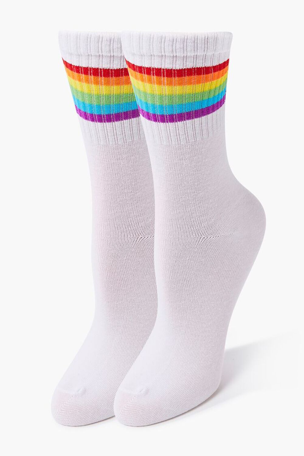 Rainbow-Trim Crew Socks | Forever 21 (US)