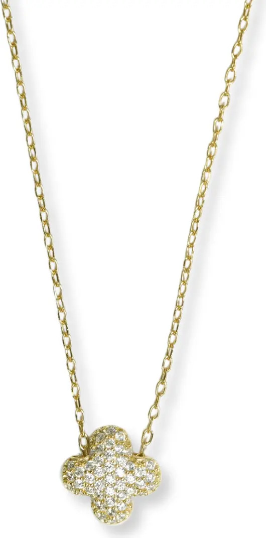 Pavé Cubic Zirconia Mini Clover Pendant Necklace | Nordstrom