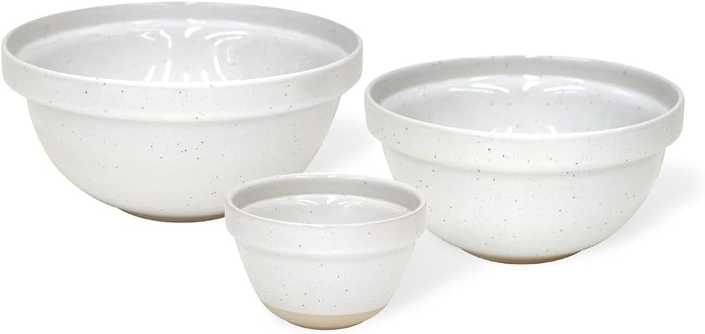 Casafina Ceramic Stoneware Set of 3 Mixing Bowls - Fattoria Collection, White | Microwave & Dishw... | Amazon (US)