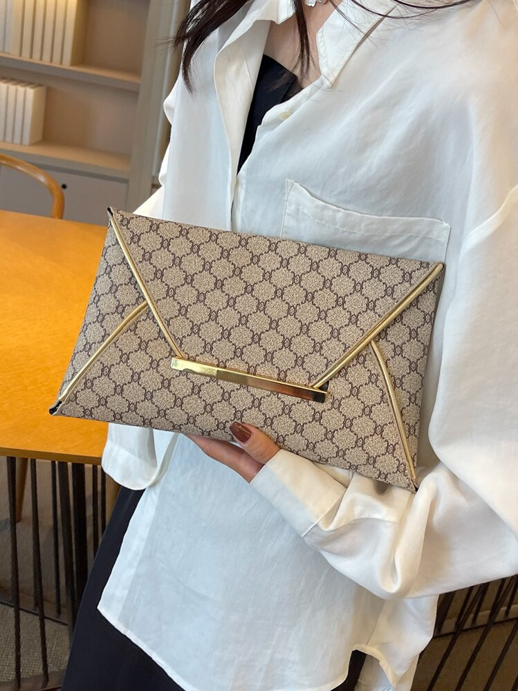 2024 Vintage Floral Print Oversized Clutch Handbag, Ladies Fashion Evening Bag, Summer | SHEIN