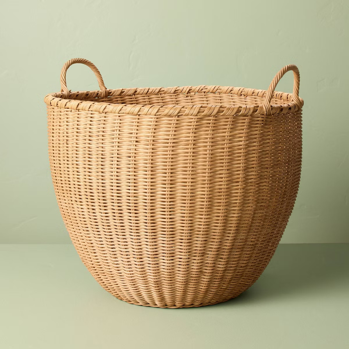Round Woven Rattan Storage Basket with Handles - Hearth & Hand™ with Magnolia | Target