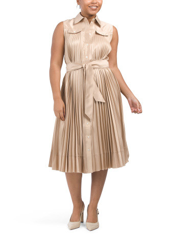 Pleated Button Down Shirt Dress | TJ Maxx