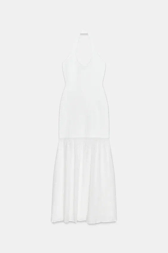 COMBINATION KNIT HALTER DRESS | Zara US