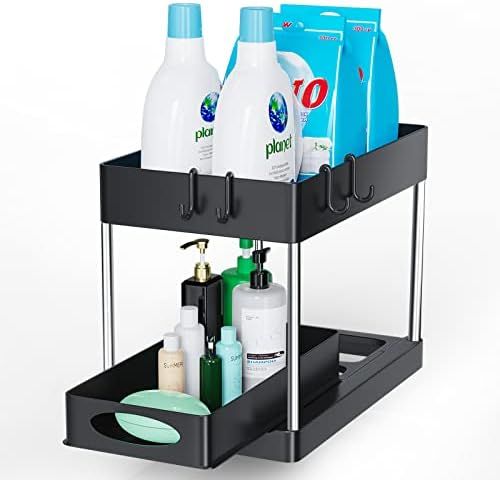 2-Tier Under Sink Organizer with Sliding Storage Drawer, FGSAEOR Multi-Purpose Bathroom Cabinet O... | Amazon (US)