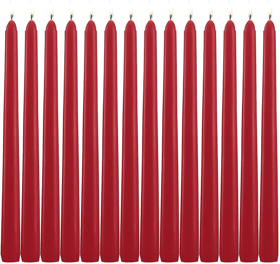 14 Pack Tall Red Taper Candles - 10 Inch Red Dripless, Unscented Dinner Candle - Paraffin Wax wit... | Amazon (US)