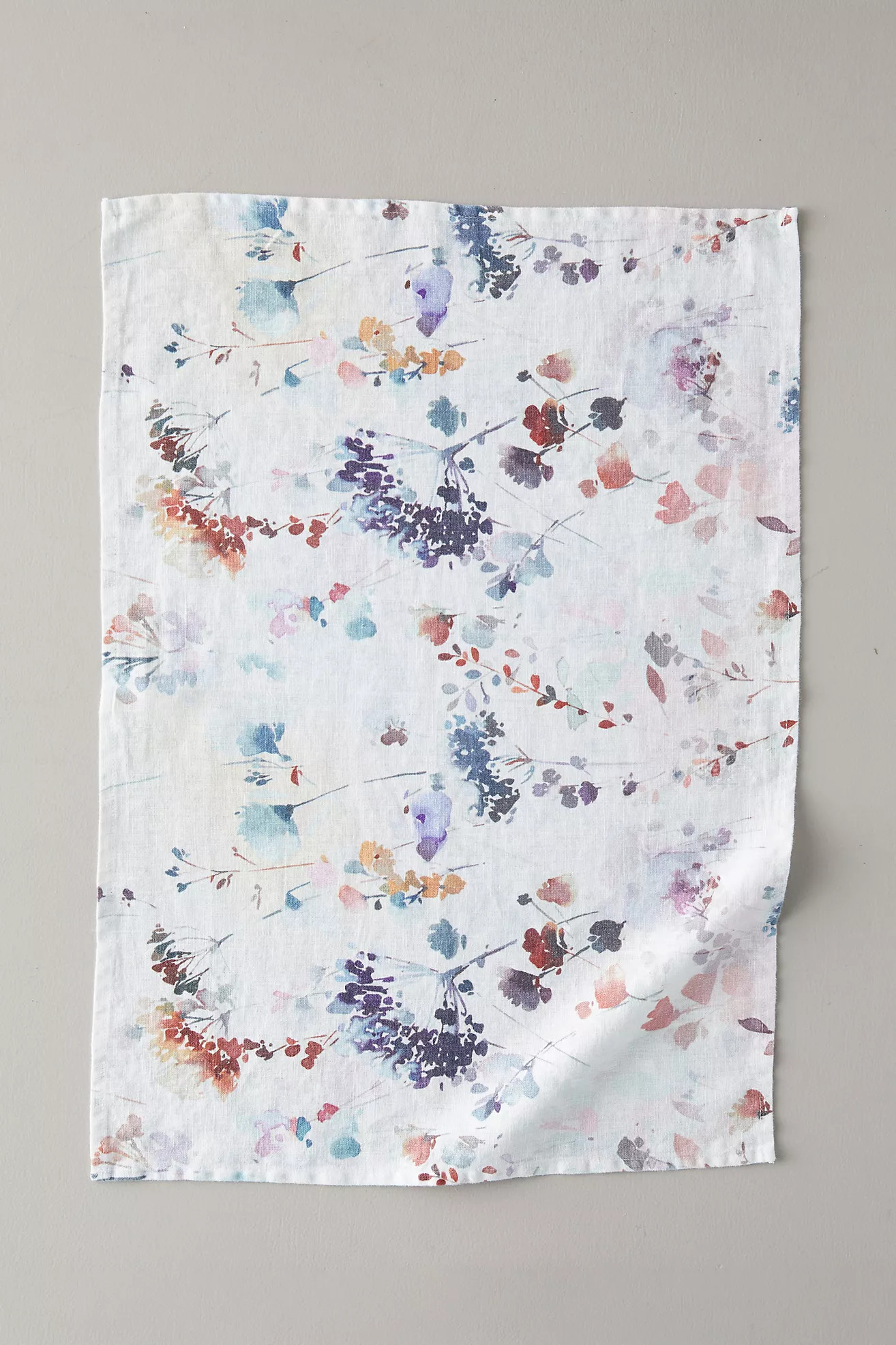 Lithuanian Linen Tea Towel, Painted Floarls | Anthropologie (US)
