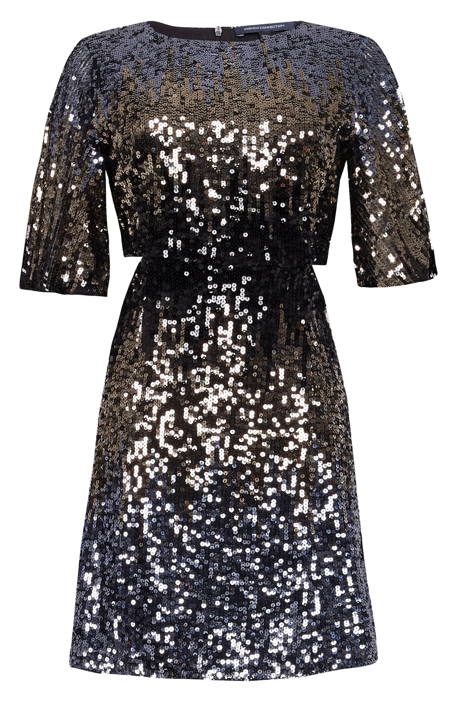 French Connection Estari Sequin Cutout A-Line Dress | Nordstrom | Nordstrom