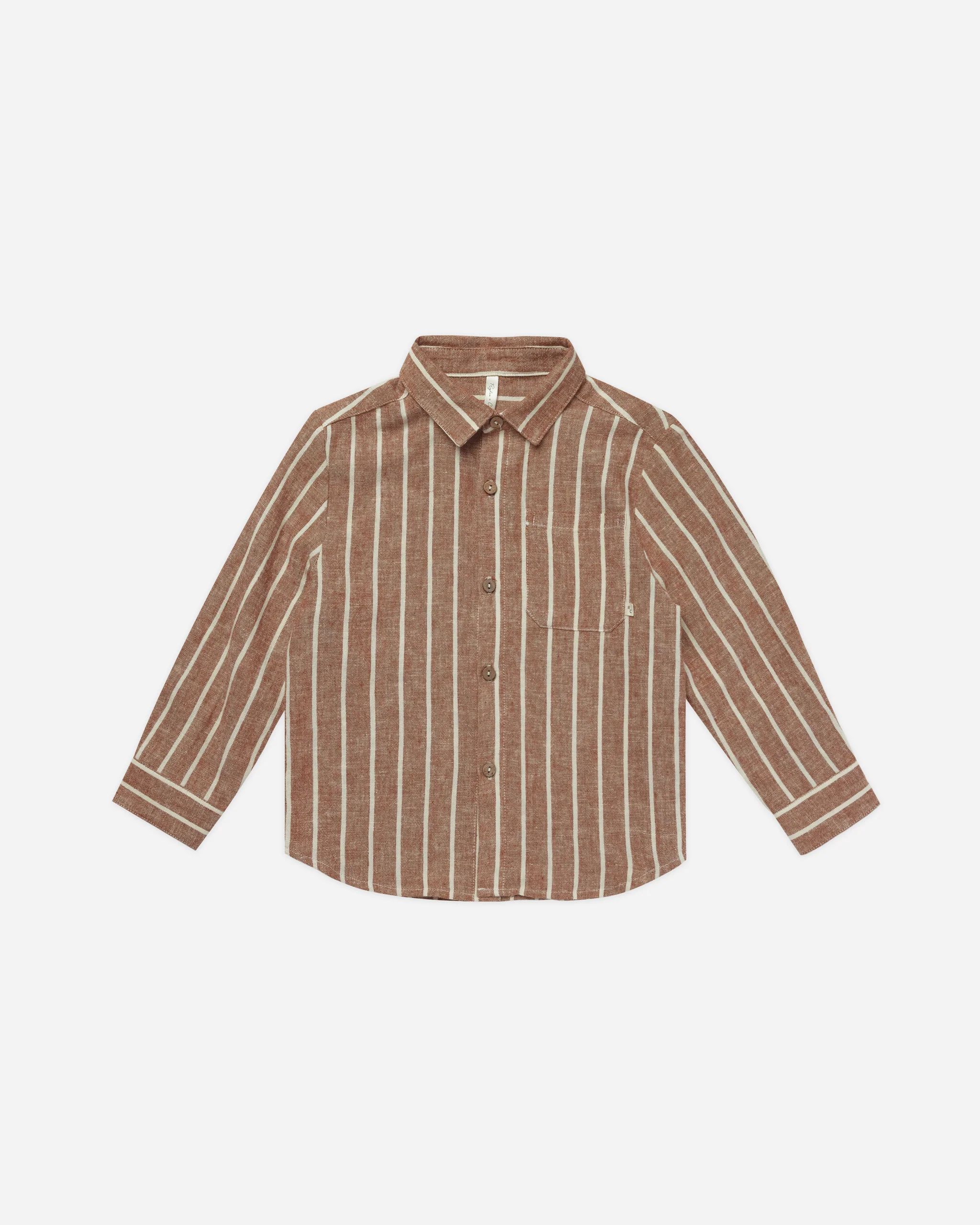 Collared Long Sleeve Shirt || Cedar Pinstripe | Rylee + Cru