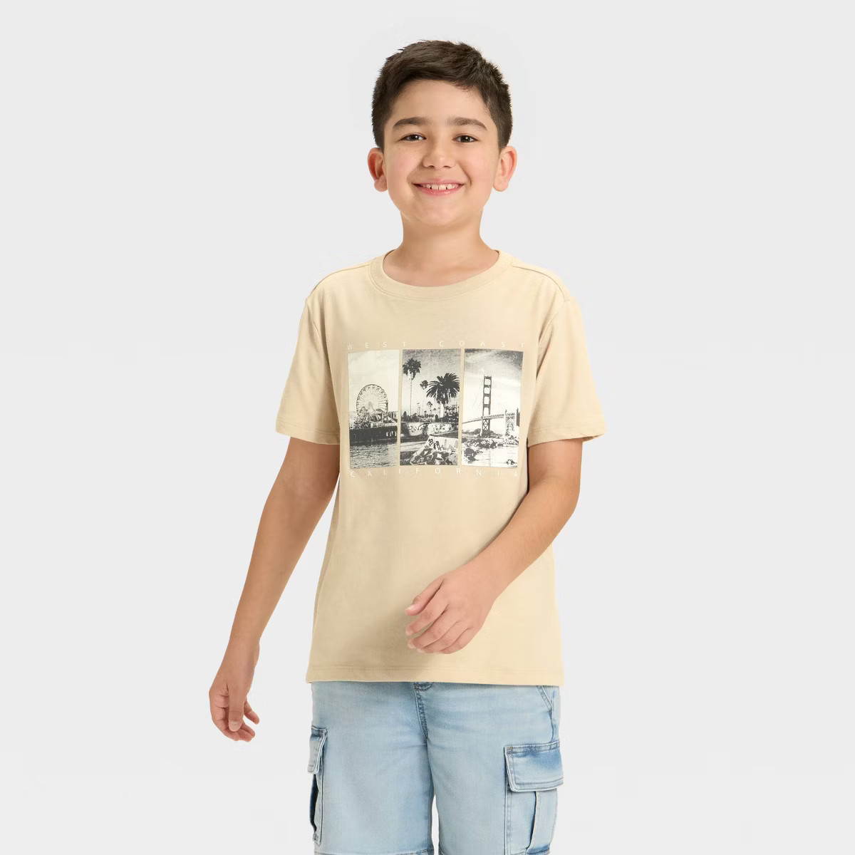 Boys' Short Sleeve West Coast California Graphic T-Shirt - Cat & Jack™ Khaki | Target
