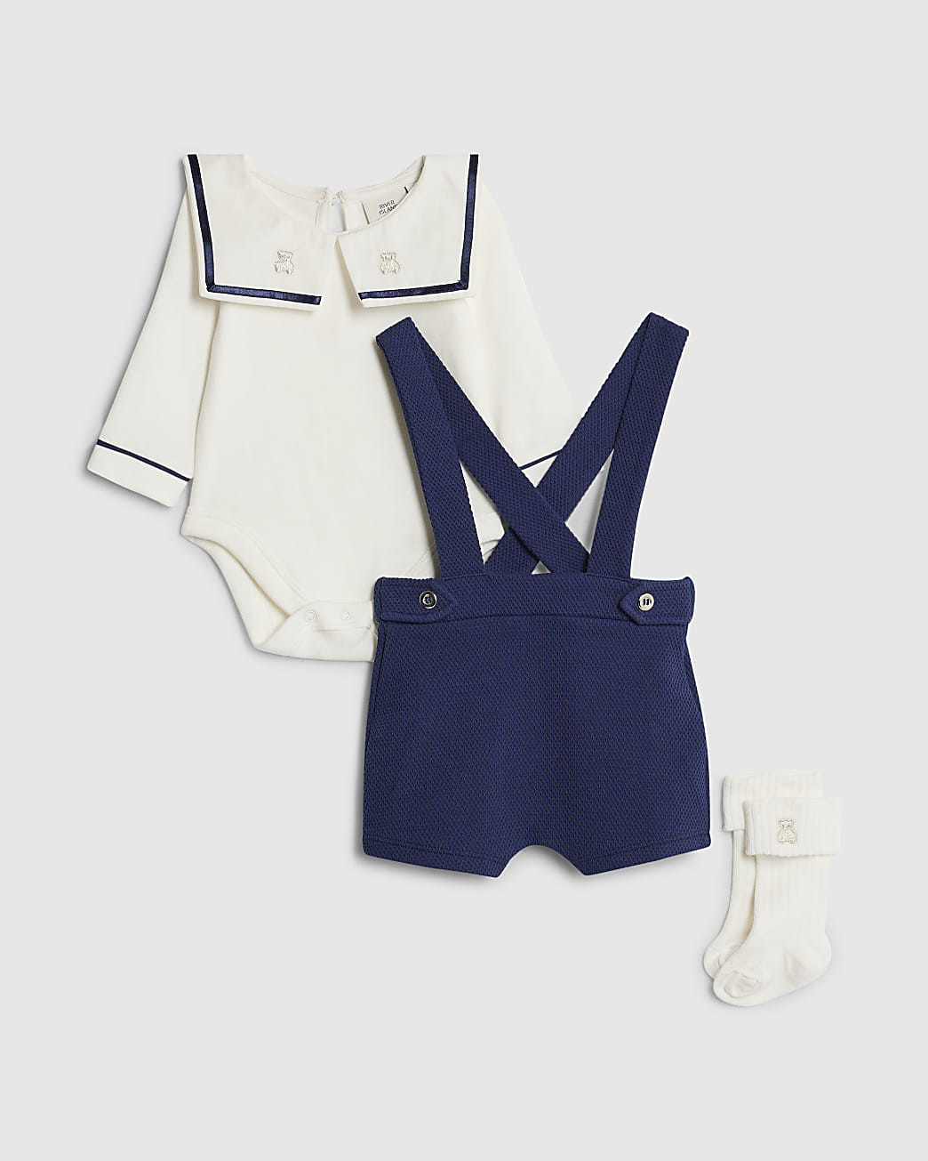 Baby Boys Navy Sailor Collar Short Set | River Island UK & IE