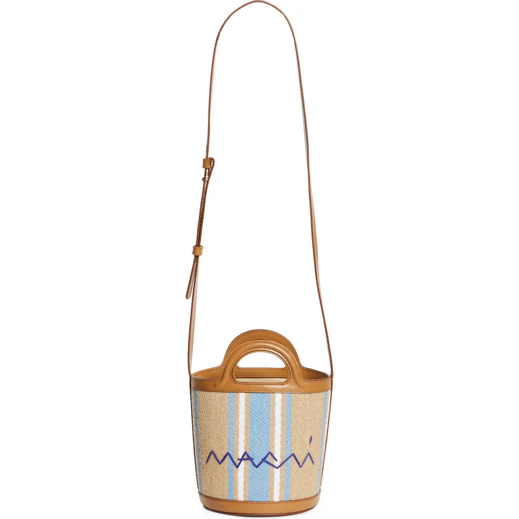 Marni Mini Tropicalia Stripe Bucket Bag in Teal/Blue at Nordstrom | Nordstrom