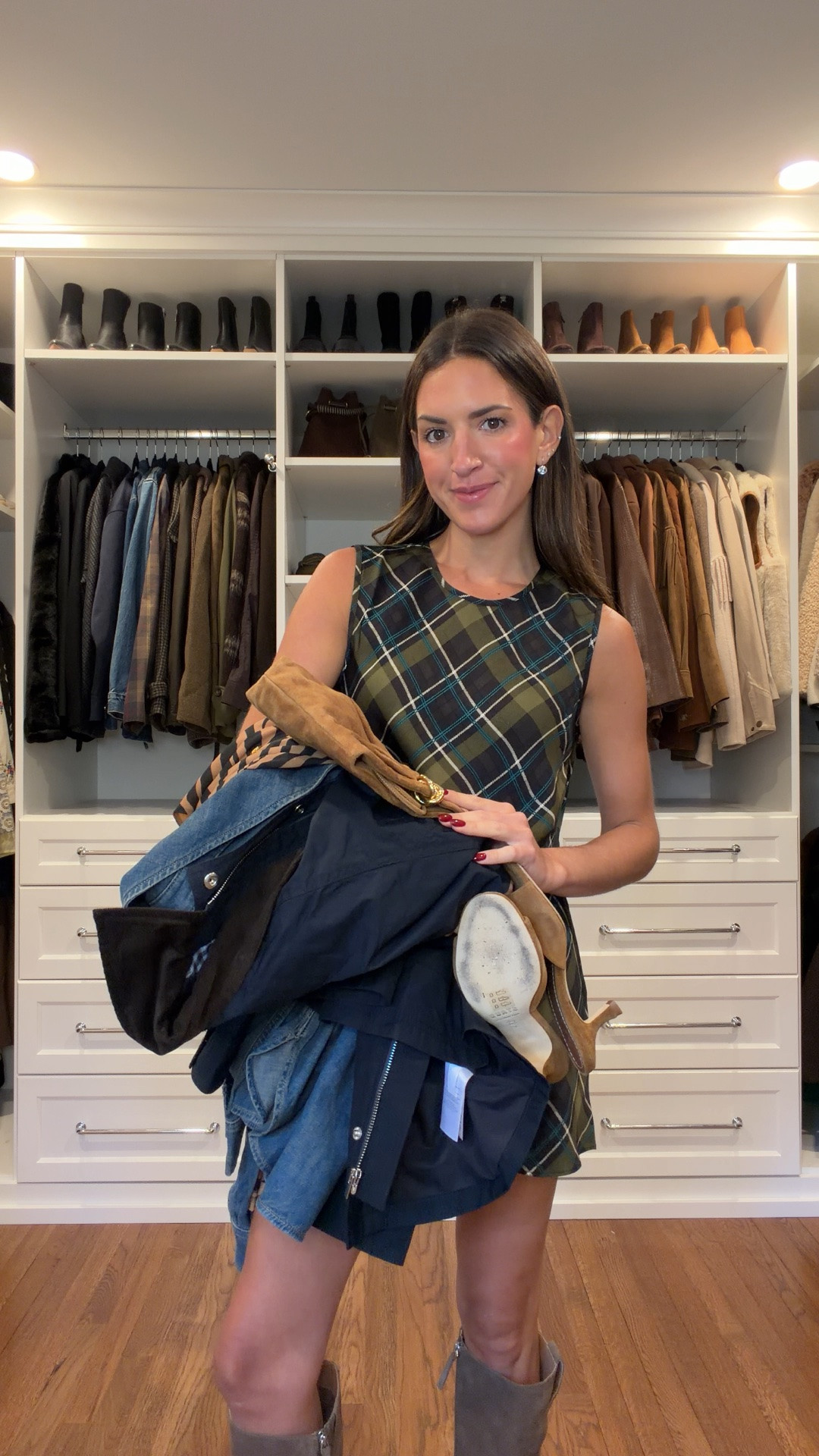 Plaid dress - 00 
Barn jacket - xsmall 
Denim top - xsmall 
Zebra dress - xsmall 

Fall outfits
Plaid dress 
Event dress 
Barn jacket

#LTKdayinmylife #LTKgrwm #LTKootd