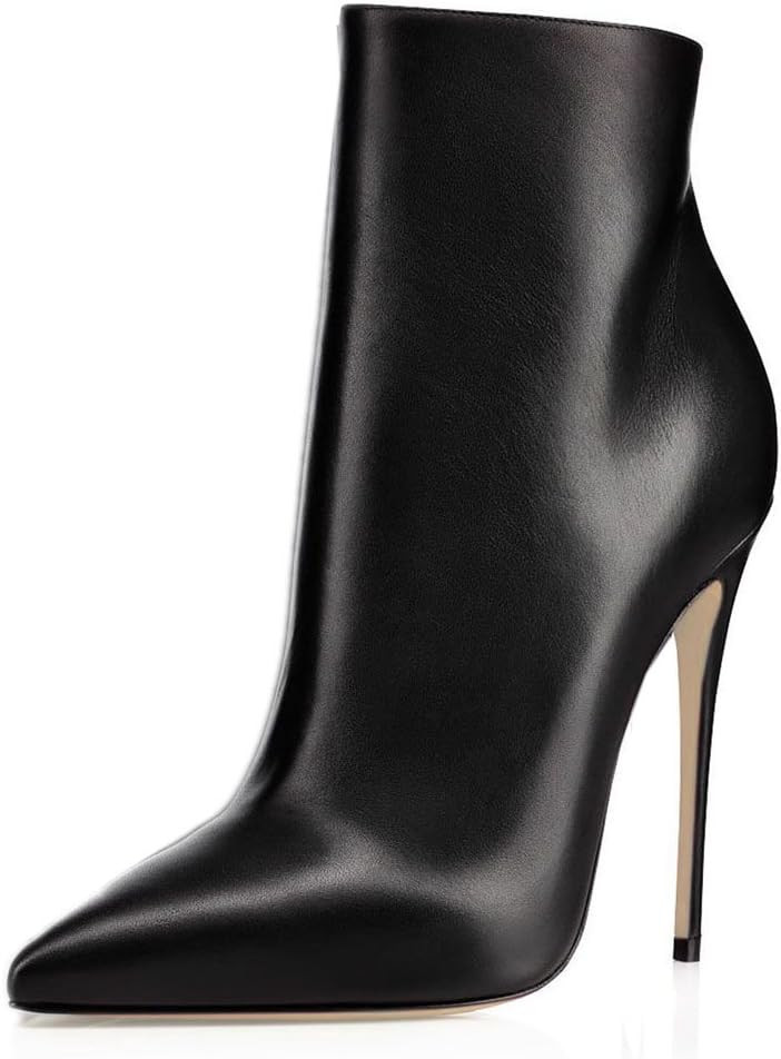 Women's Ankle Boots Pointed Toe Stiletto Zipper Warm Dress Booties | Amazon (US)