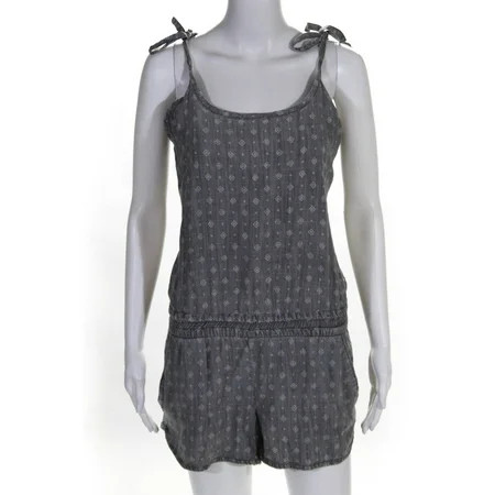 Pre-ownedLevel 99 Womens Linen Printed Spaghetti Strap Romper Gray Size Small | Walmart (US)