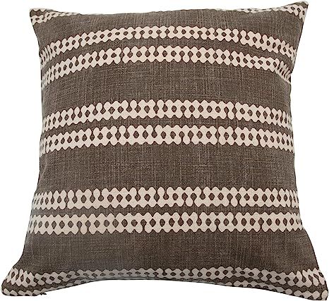 Bloomingville Rustic Decorative Stonewashed Cotton Square Throw Printed Design Pillow, Natural & ... | Amazon (US)