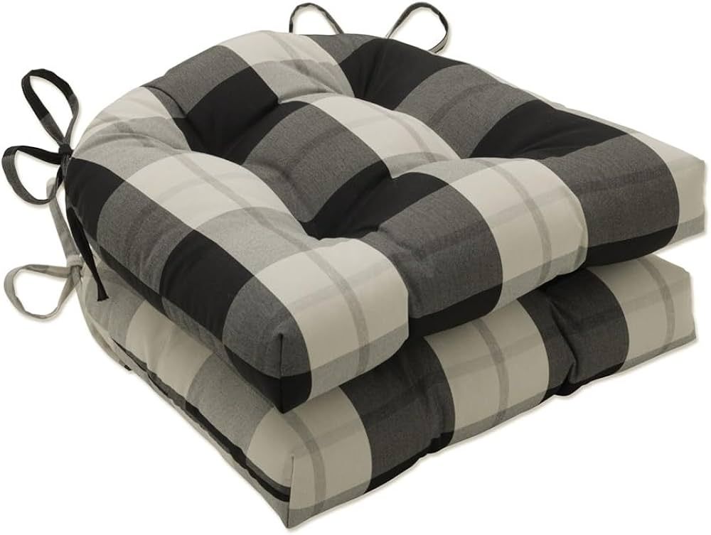 Pillow Perfect Outdoor/Indoor Branson Pewter Large Chair Pads, 17" x 17.5", Black 2 Count | Amazon (US)