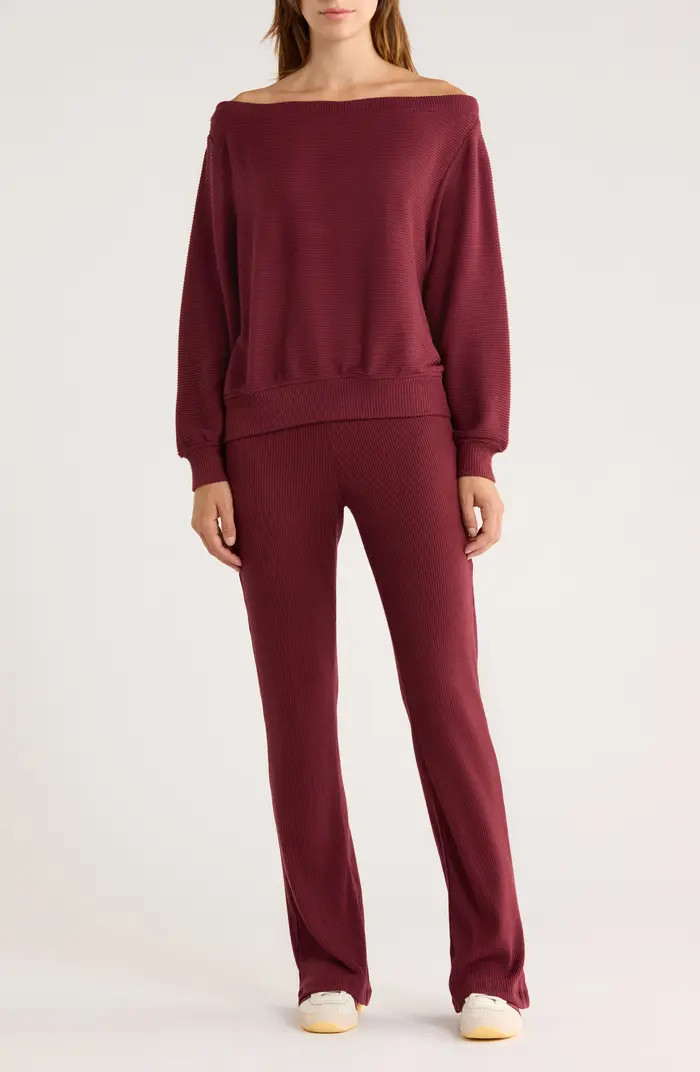 Hacci One-Shoulder Top & Flared Pants Set | Nordstrom Rack