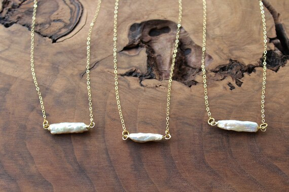 Pearl Necklace Everyday Jewelry Gold Pearl Necklace Biwa | Etsy | Etsy (US)