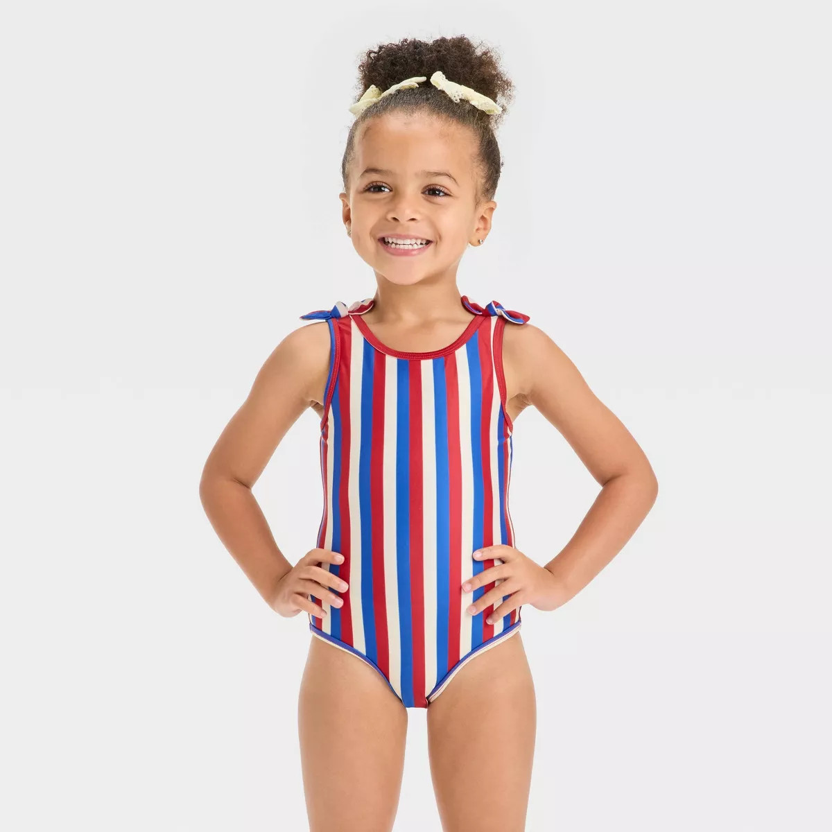 Toddler Girls' Striped One Piece Swimsuit - Cat & Jack™ Red/White/Blue 5T | Target