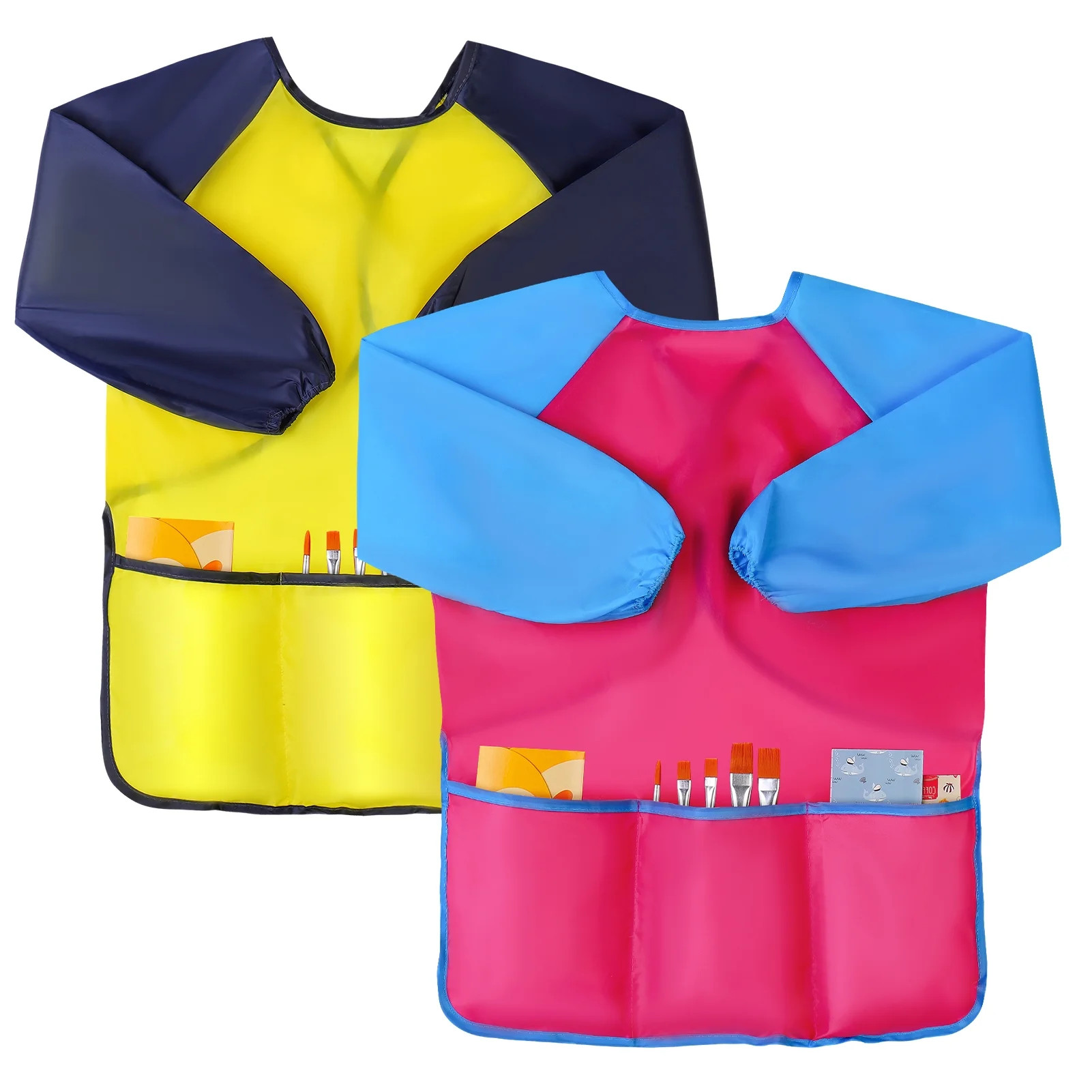 Taihexin 2 Pack Kids Art Smock, Toddler Smocks, Children Waterproof Artist Painting Aprons with L... | Walmart (US)