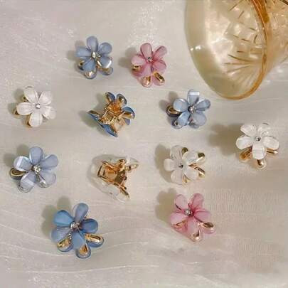 12pcs Pearl Flower Hairclips - Women Small Claw Clips - Suitable For Side Hair And Short Hair - Fashion Hair Accessories | SHEIN