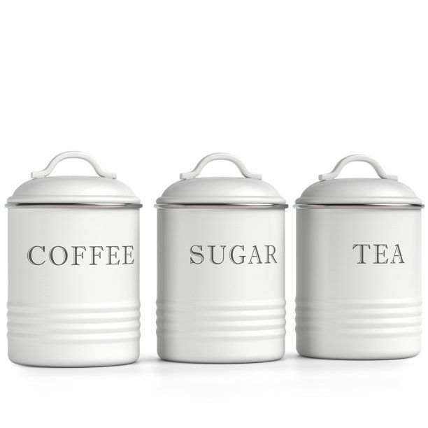 Barnyard Designs Airtight Kitchen Canister Decorations with Lids, White Metal Rustic Farmhouse Co... | Walmart (US)