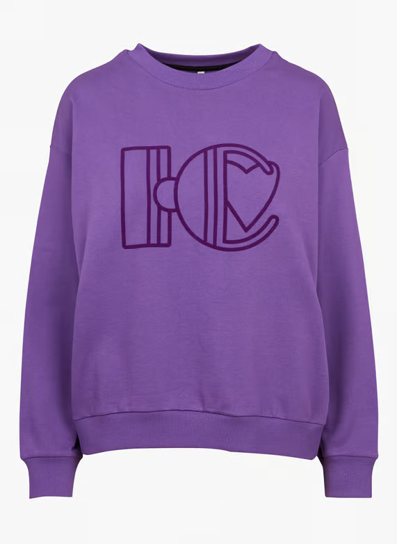 SWEAT COL ROND DROIT EN COTON VIOLET - NOIR I CODE - FEMME | Place des Tendances | Place des tendances (FR)