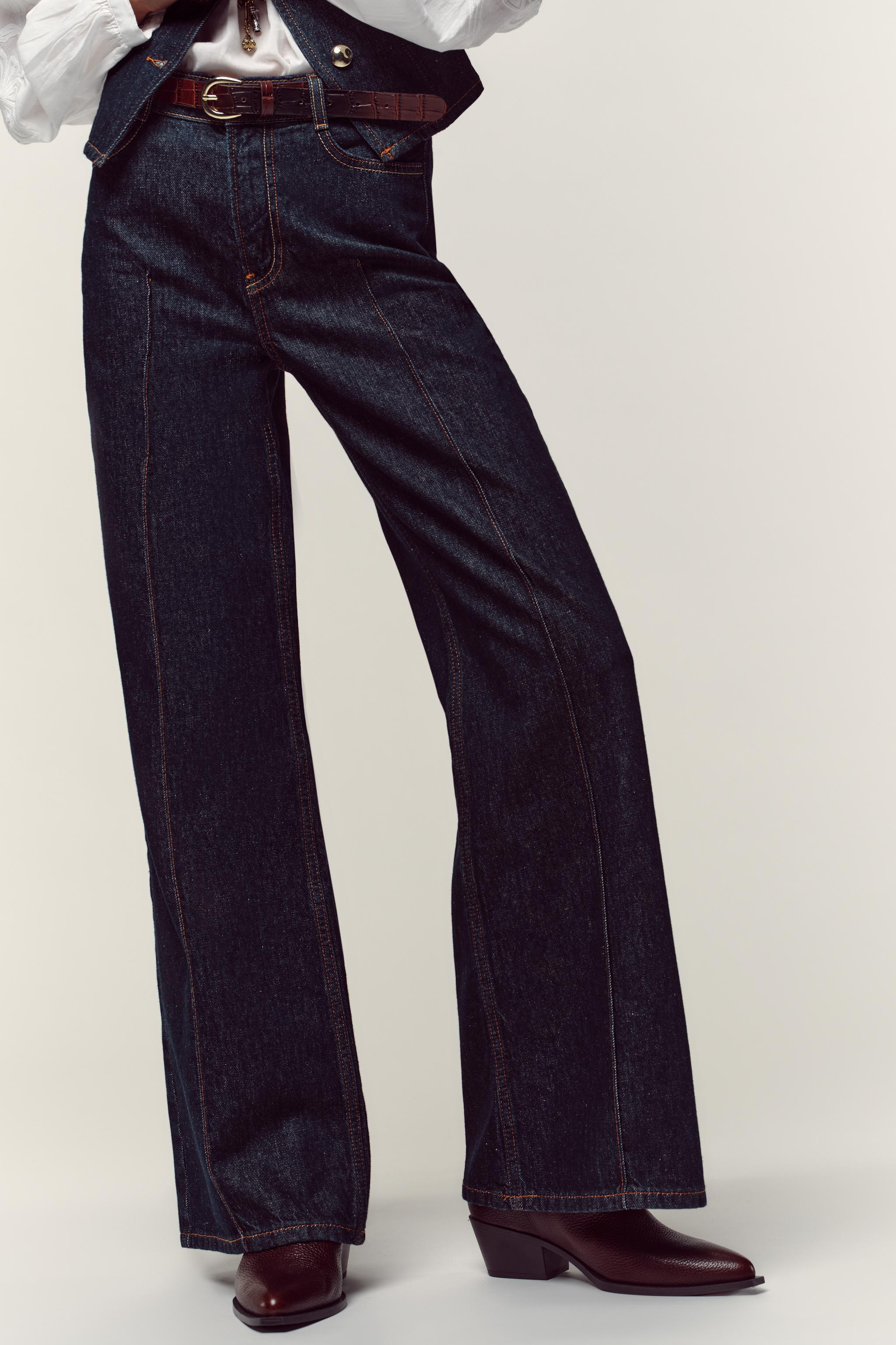 Z1975 HIGH-WAISTED WIDE LEG BELTED JEANS | Zara US